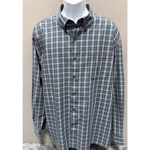 Fish Hippie Shirt Mens Size XXL Solace Collection Plaid Long Sleeve Stretch
